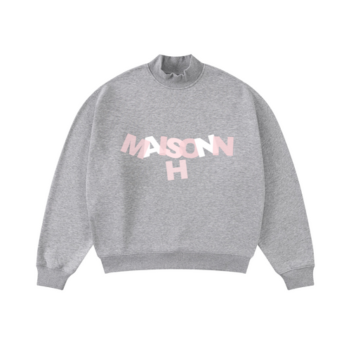 370GSM  Unisex Raw-Edge Ripped French Terry PP-Sprayed Sweatshirt Heathered Grey