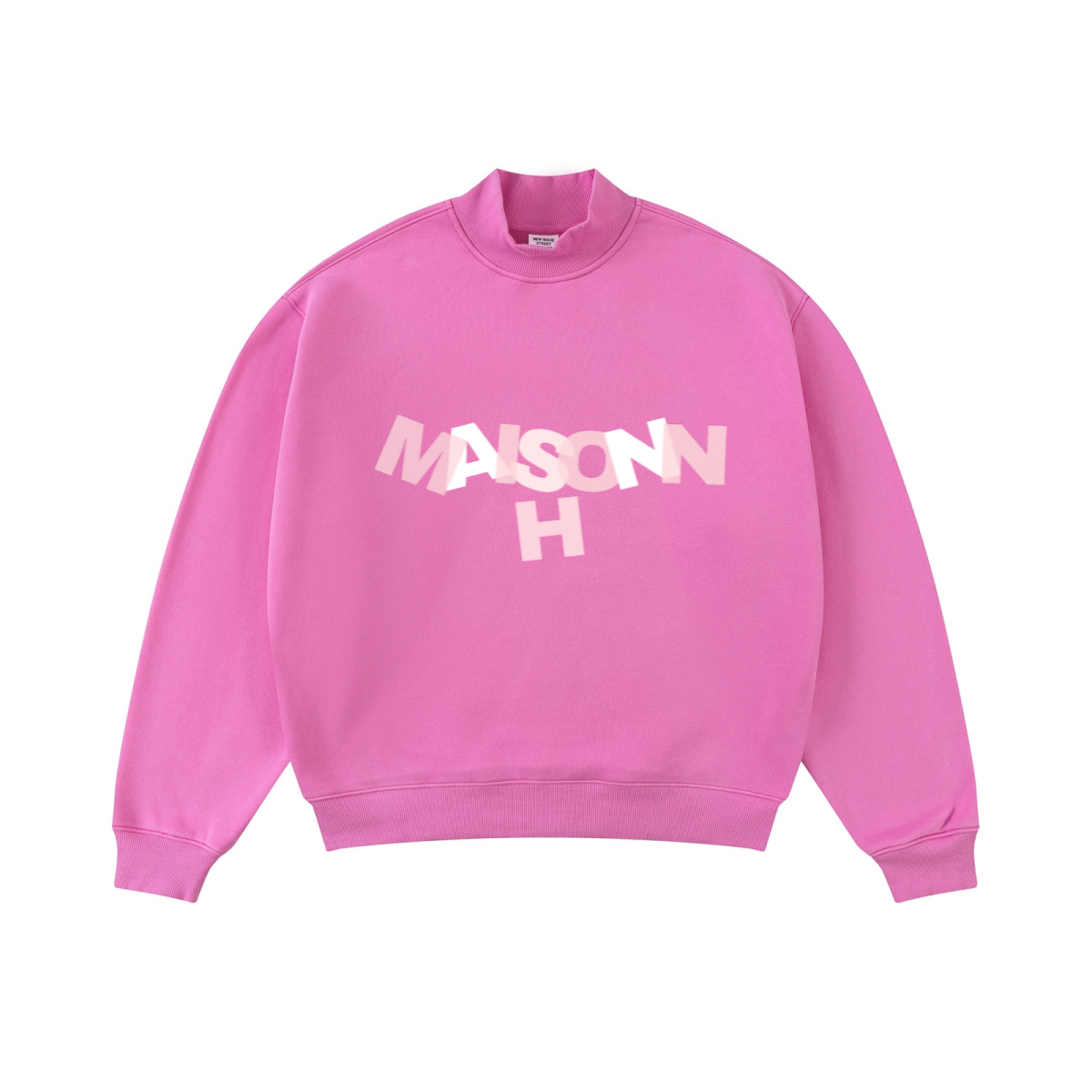 370GSM  Unisex Raw-Edge Ripped French Terry PP-Sprayed Sweatshirt Rose pink