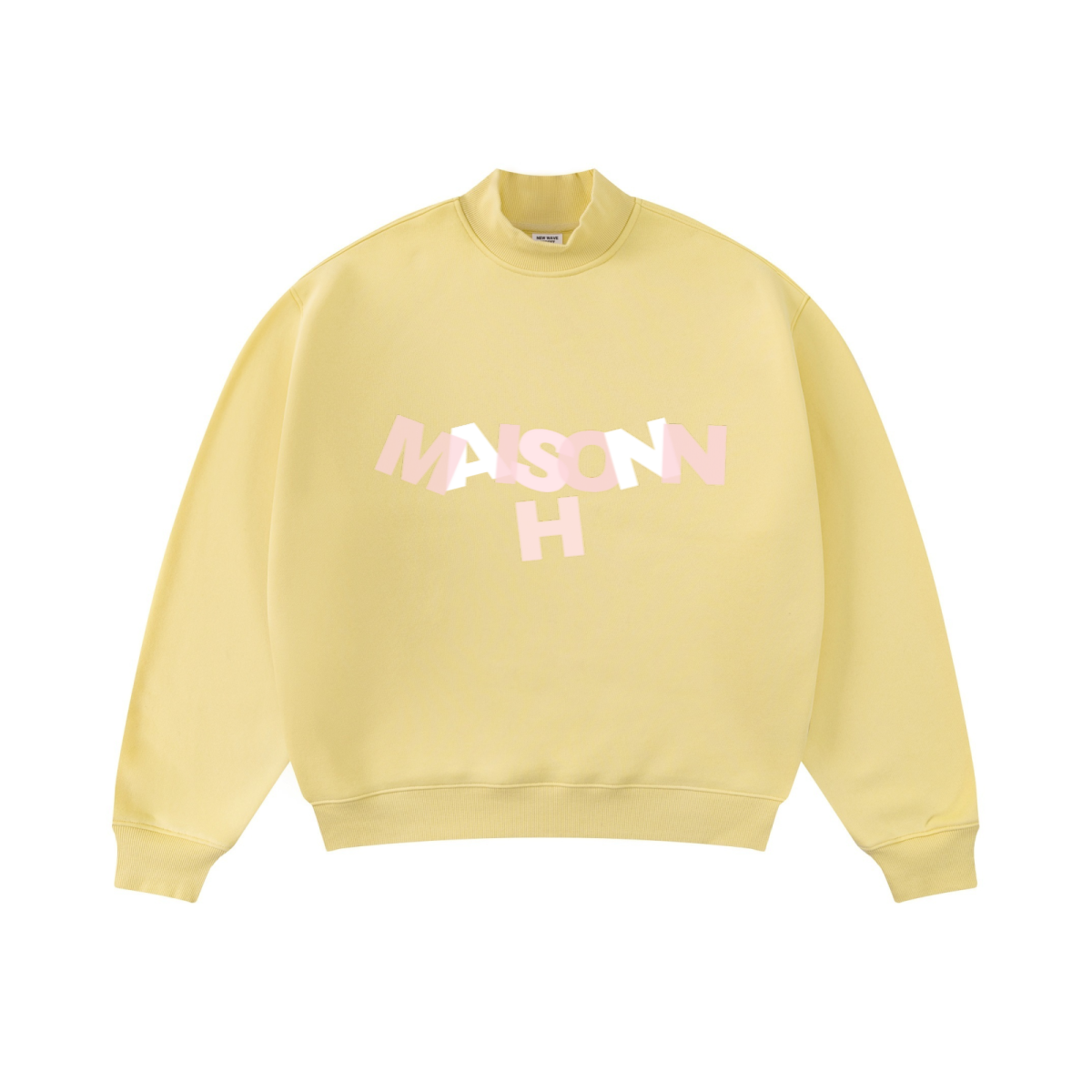 370GSM  Unisex Raw-Edge Ripped French Terry PP-Sprayed Sweatshirt Light Yellow