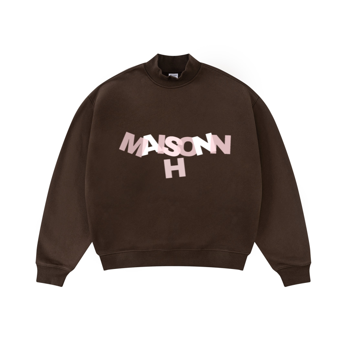 370GSM  Unisex Raw-Edge Ripped French Terry PP-Sprayed Sweatshirt Brown