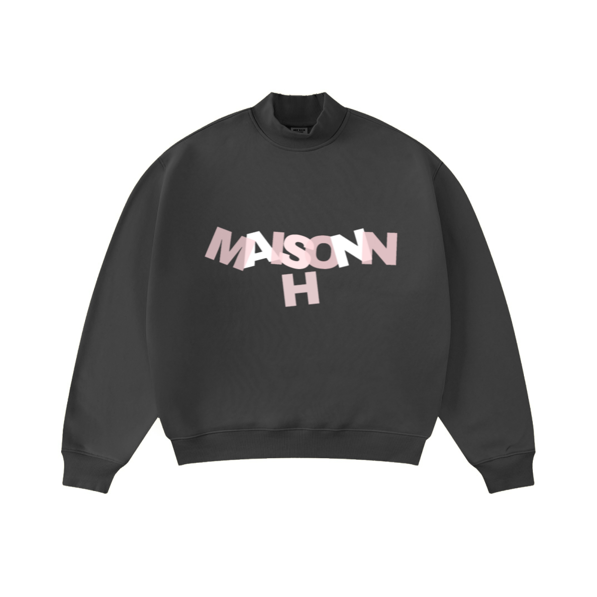 370GSM  Unisex Raw-Edge Ripped French Terry PP-Sprayed Sweatshirt Dark Grey