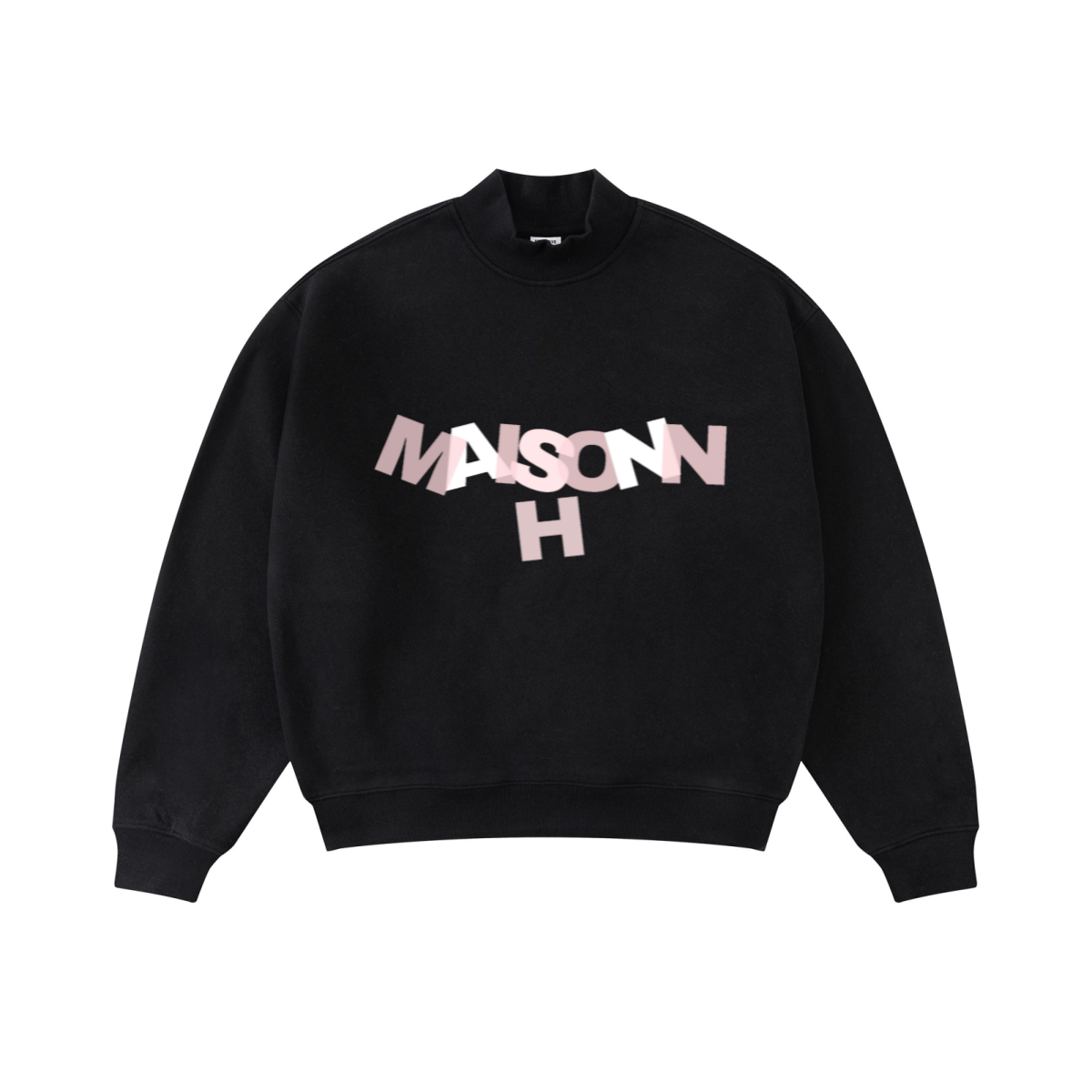 370GSM  Unisex Raw-Edge Ripped French Terry PP-Sprayed Sweatshirt Black