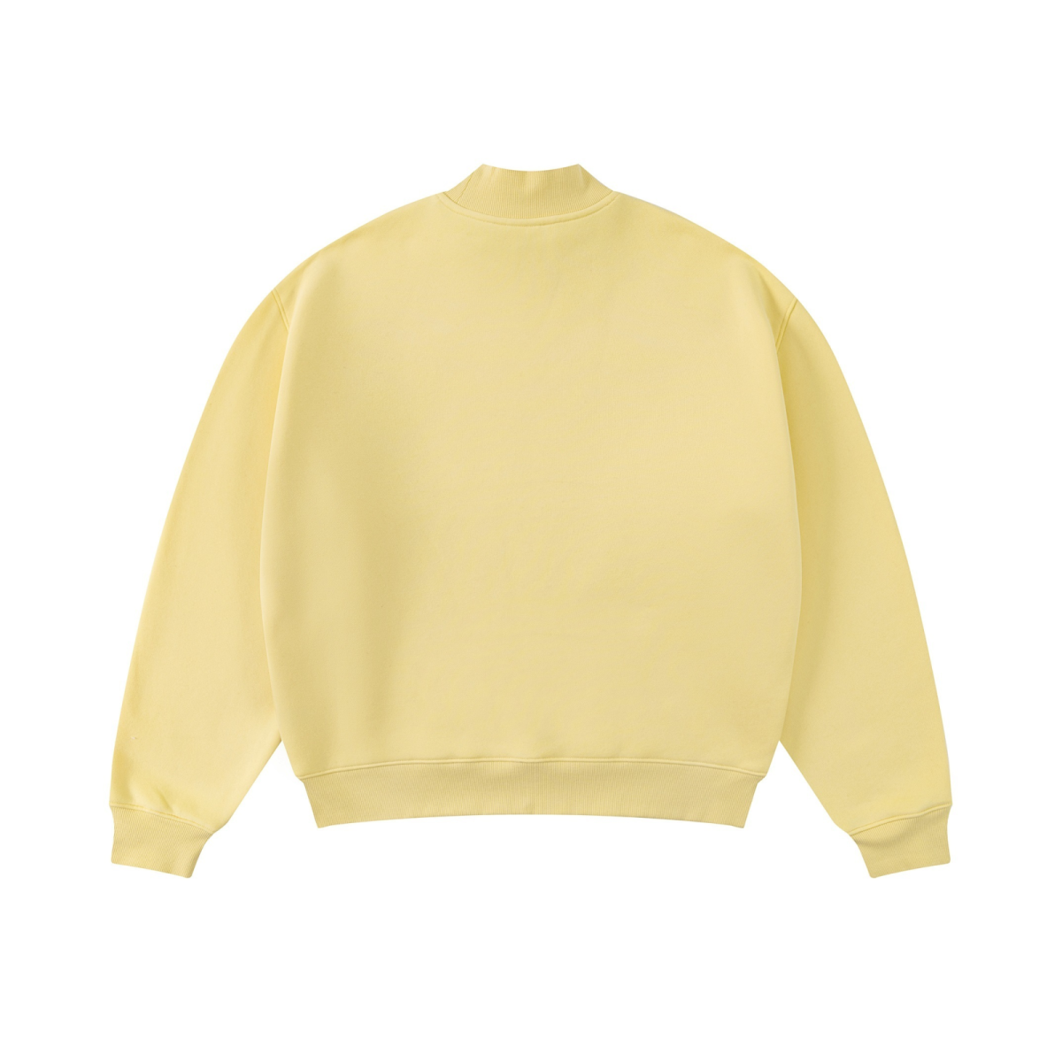 370GSM  Unisex Raw-Edge Ripped French Terry PP-Sprayed Sweatshirt Light Yellow